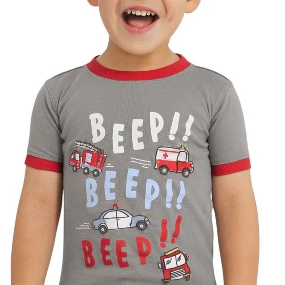 Koala Kids 4T Boys 6-Piece Pajama Set Fire Truck Emergency Vehicles Red Gray New - Picture 7 of 8